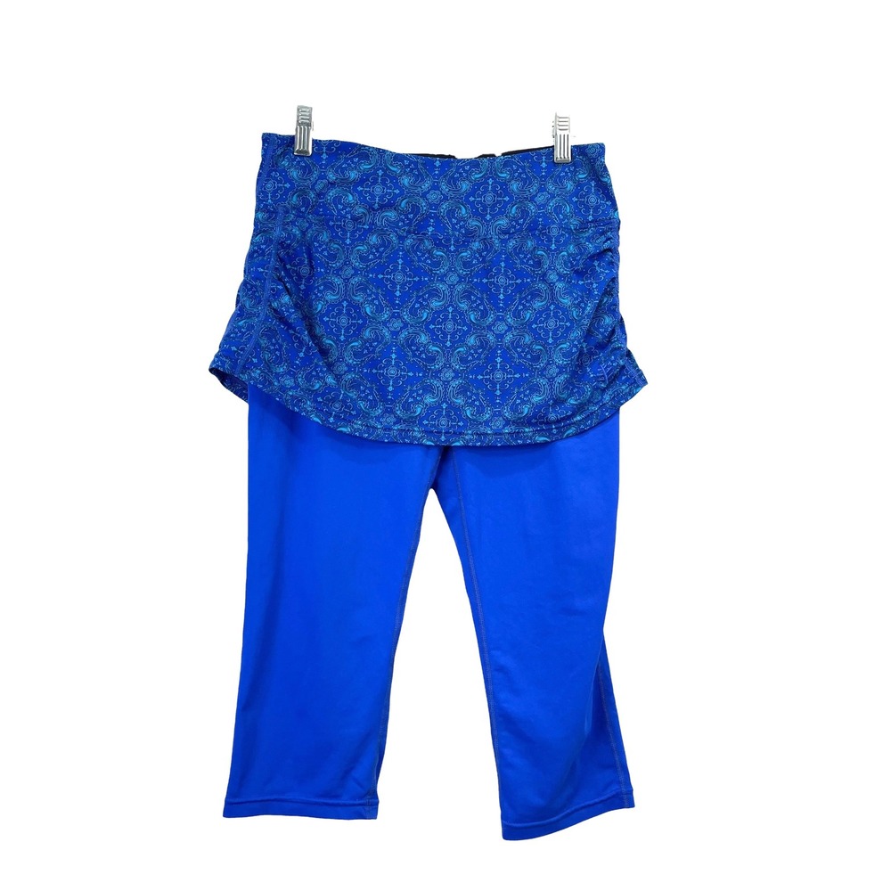 Coolibar upf 50+ skirted cropped leggings skorts Size M‎ blue pickleball tennis